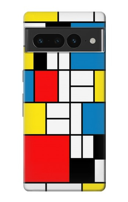 W3814 Piet Mondrian Line Art Composition Hard Case and Leather Flip Case For Google Pixel 7 Pro