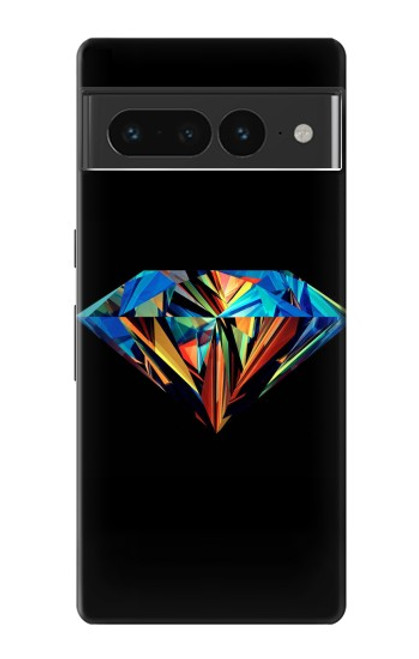 W3842 Abstract Colorful Diamond Hard Case and Leather Flip Case For Google Pixel 7 Pro