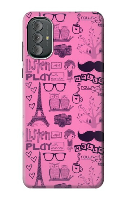 W2885 Paris Pink Hard Case and Leather Flip Case For Motorola Moto G Power 2022, G Play 2023