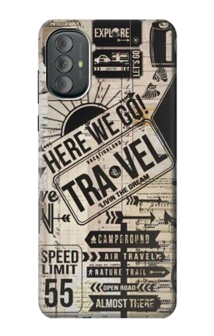 W3441 Vintage Travel Hard Case and Leather Flip Case For Motorola Moto G Power 2022, G Play 2023