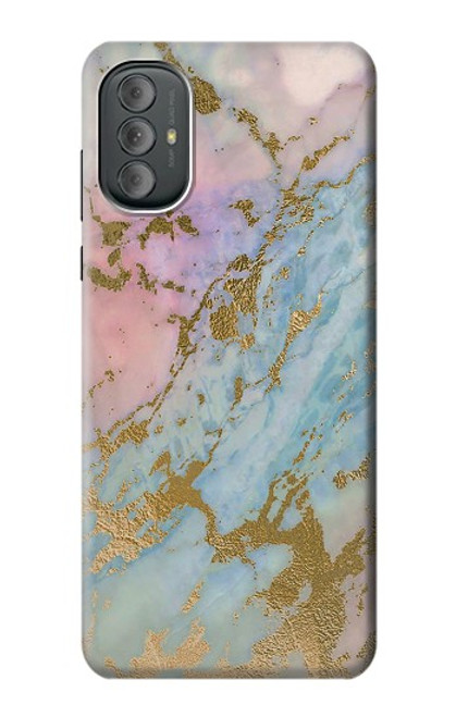 W3717 Rose Gold Blue Pastel Marble Graphic Printed Hard Case and Leather Flip Case For Motorola Moto G Power 2022, G Play 2023