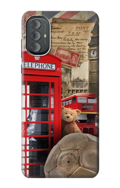 W3856 Vintage London British Hard Case and Leather Flip Case For Motorola Moto G Power 2022, G Play 2023