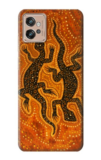 W2901 Lizard Aboriginal Art Hard Case and Leather Flip Case For Motorola Moto G32