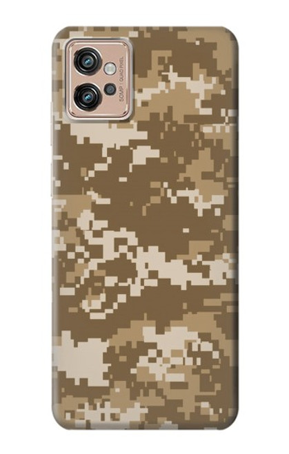 W3294 Army Desert Tan Coyote Camo Camouflage Hard Case and Leather Flip Case For Motorola Moto G32