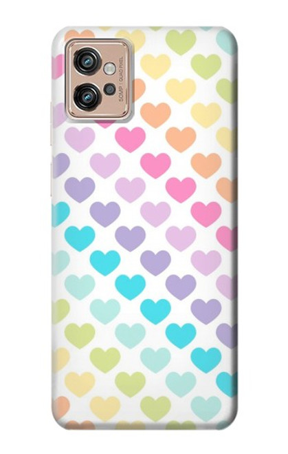 W3499 Colorful Heart Pattern Hard Case and Leather Flip Case For Motorola Moto G32