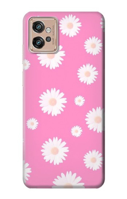 W3500 Pink Floral Pattern Hard Case and Leather Flip Case For Motorola Moto G32