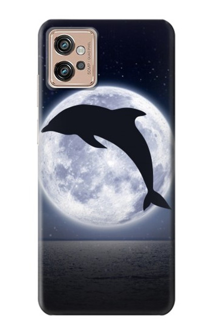W3510 Dolphin Moon Night Hard Case and Leather Flip Case For Motorola Moto G32