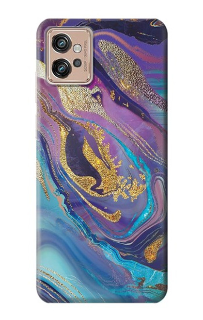 W3676 Colorful Abstract Marble Stone Hard Case and Leather Flip Case For Motorola Moto G32