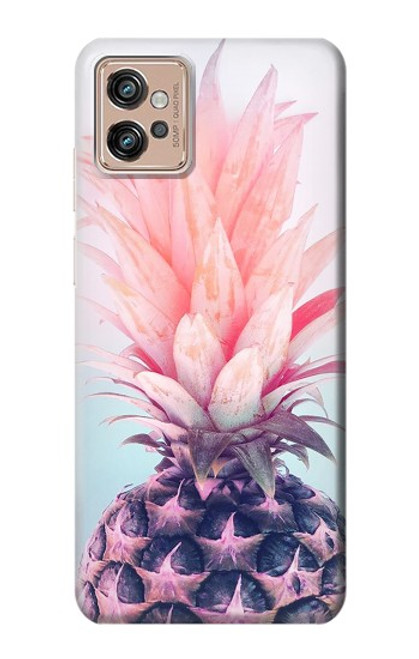 W3711 Pink Pineapple Hard Case and Leather Flip Case For Motorola Moto G32