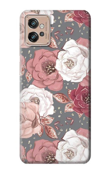 W3716 Rose Floral Pattern Hard Case and Leather Flip Case For Motorola Moto G32