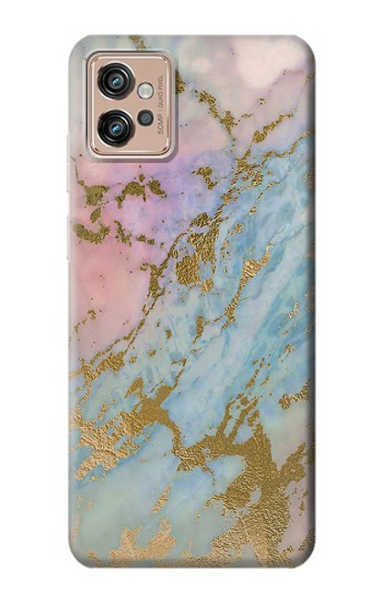 W3717 Rose Gold Blue Pastel Marble Graphic Printed Hard Case and Leather Flip Case For Motorola Moto G32