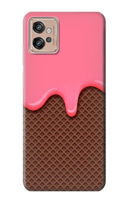 W3754 Strawberry Ice Cream Cone Hard Case and Leather Flip Case For Motorola Moto G32