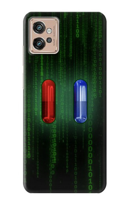 W3816 Red Pill Blue Pill Capsule Hard Case and Leather Flip Case For Motorola Moto G32