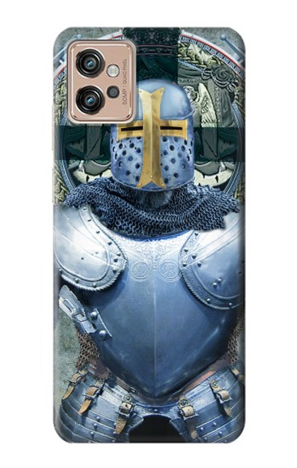 W3864 Medieval Templar Heavy Armor Knight Hard Case and Leather Flip Case For Motorola Moto G32