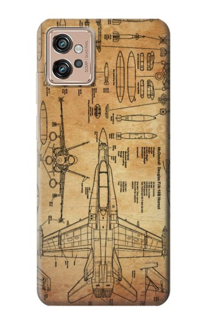 W3868 Aircraft Blueprint Old Paper Hard Case and Leather Flip Case For Motorola Moto G32
