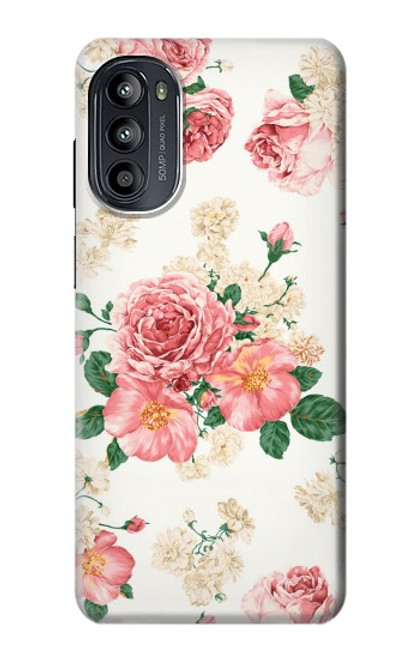 W1859 Rose Pattern Hard Case and Leather Flip Case For Motorola Moto G52, G82 5G