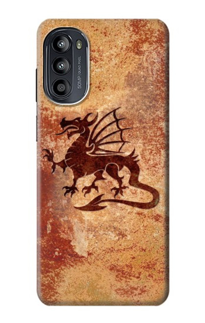 W2485 Dragon Metal Texture Graphic Printed Hard Case and Leather Flip Case For Motorola Moto G52, G82 5G