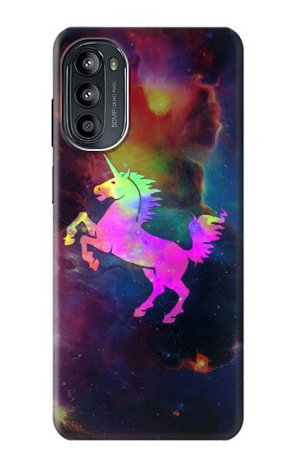 W2486 Rainbow Unicorn Nebula Space Hard Case and Leather Flip Case For Motorola Moto G52, G82 5G
