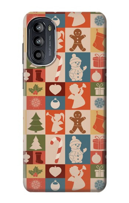 W2854 Cute Xmas Pattern Hard Case and Leather Flip Case For Motorola Moto G52, G82 5G