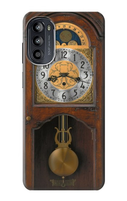 W3173 Grandfather Clock Antique Wall Clock Hard Case and Leather Flip Case For Motorola Moto G52, G82 5G