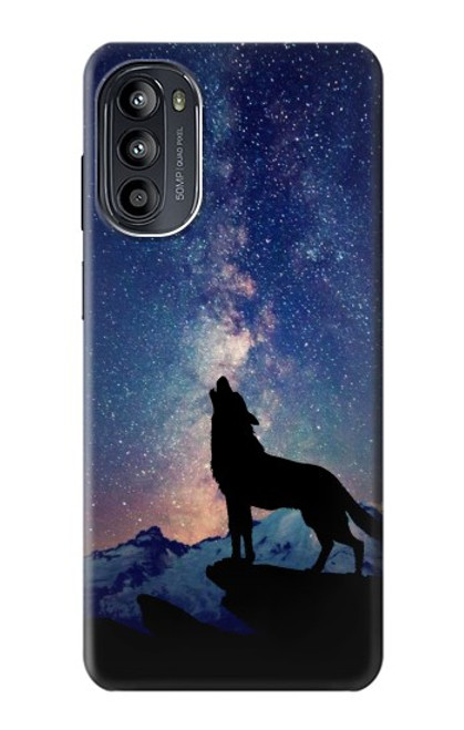 W3555 Wolf Howling Million Star Hard Case and Leather Flip Case For Motorola Moto G52, G82 5G