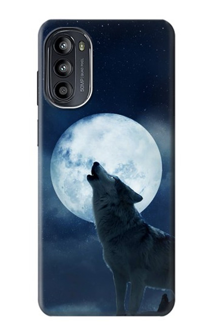 W3693 Grim White Wolf Full Moon Hard Case and Leather Flip Case For Motorola Moto G52, G82 5G
