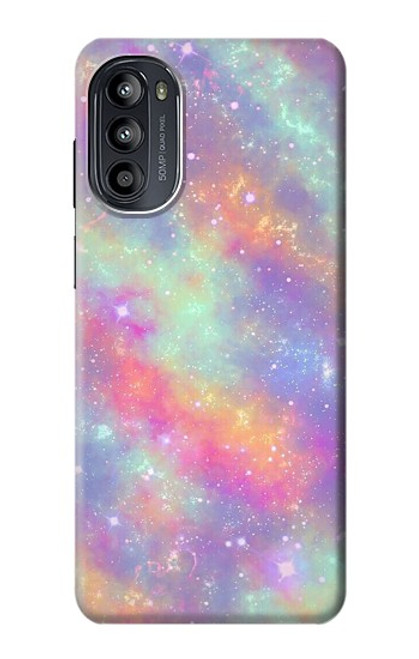 W3706 Pastel Rainbow Galaxy Pink Sky Hard Case and Leather Flip Case For Motorola Moto G52, G82 5G
