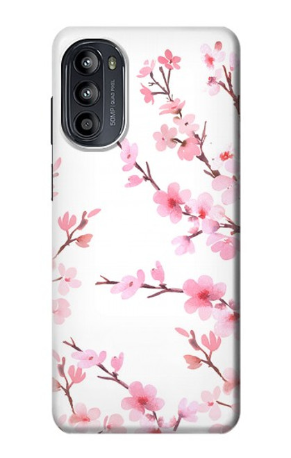 W3707 Pink Cherry Blossom Spring Flower Hard Case and Leather Flip Case For Motorola Moto G52, G82 5G