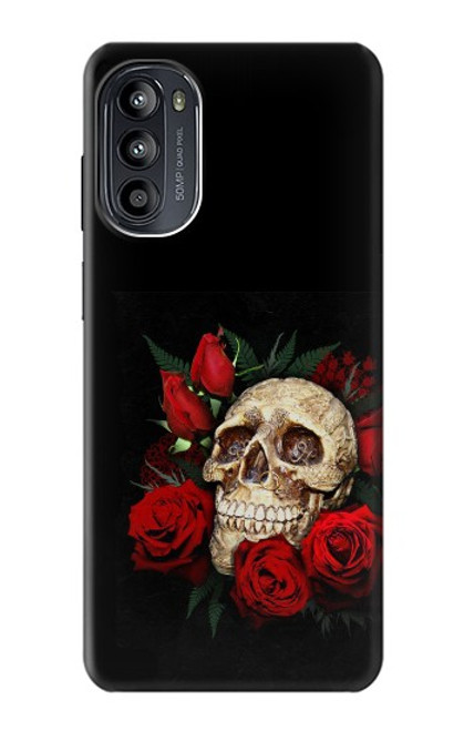 W3753 Dark Gothic Goth Skull Roses Hard Case and Leather Flip Case For Motorola Moto G52, G82 5G
