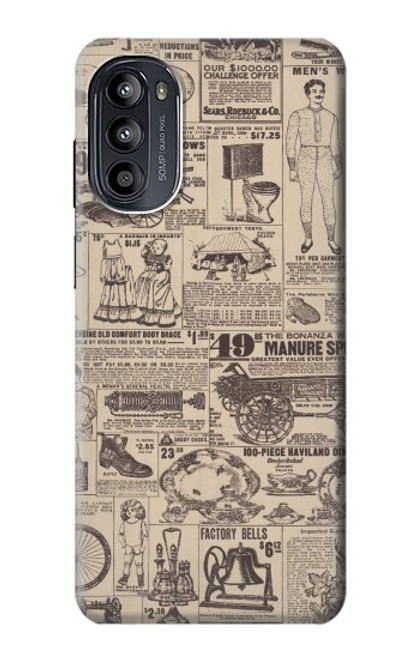 W3819 Retro Vintage Paper Hard Case and Leather Flip Case For Motorola Moto G52, G82 5G