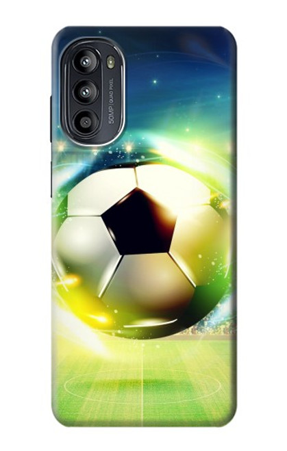 W3844 Glowing Football Soccer Ball Hard Case and Leather Flip Case For Motorola Moto G52, G82 5G