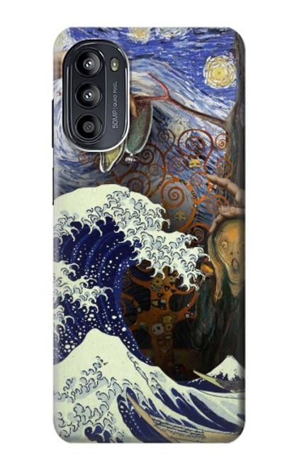 W3851 World of Art Van Gogh Hokusai Da Vinci Hard Case and Leather Flip Case For Motorola Moto G52, G82 5G