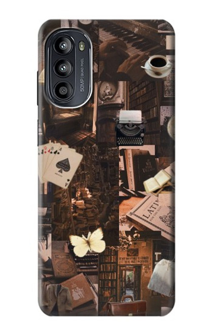 W3877 Dark Academia Hard Case and Leather Flip Case For Motorola Moto G52, G82 5G