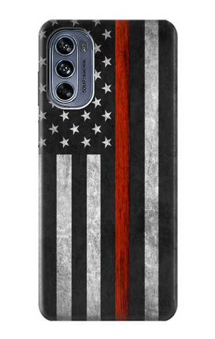 W3472 Firefighter Thin Red Line Flag Hard Case and Leather Flip Case For Motorola Moto G62 5G