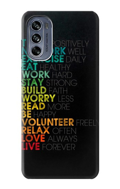 W3523 Think Positive Words Quotes Hard Case and Leather Flip Case For Motorola Moto G62 5G