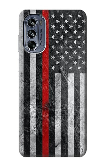 W3687 Firefighter Thin Red Line American Flag Hard Case and Leather Flip Case For Motorola Moto G62 5G