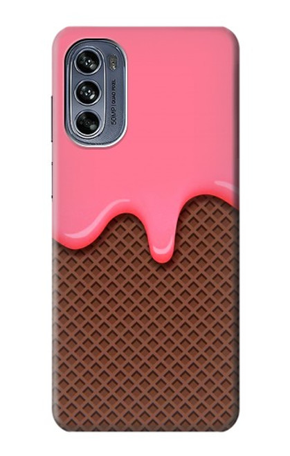 W3754 Strawberry Ice Cream Cone Hard Case and Leather Flip Case For Motorola Moto G62 5G