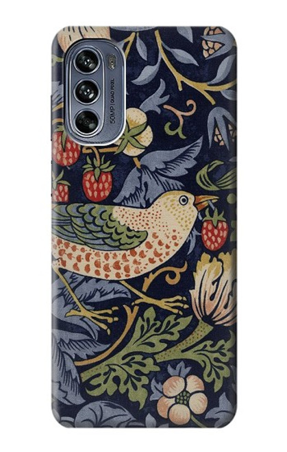 W3791 William Morris Strawberry Thief Fabric Hard Case and Leather Flip Case For Motorola Moto G62 5G