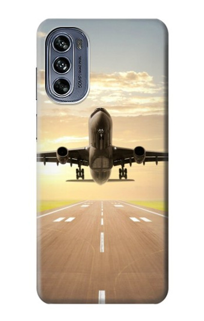 W3837 Airplane Take off Sunrise Hard Case and Leather Flip Case For Motorola Moto G62 5G