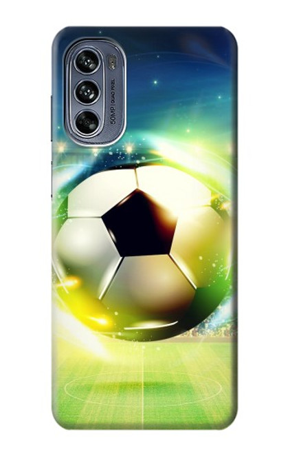 W3844 Glowing Football Soccer Ball Hard Case and Leather Flip Case For Motorola Moto G62 5G