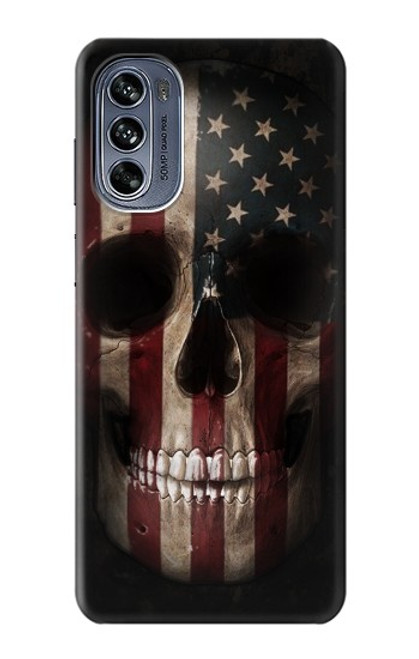 W3850 American Flag Skull Hard Case and Leather Flip Case For Motorola Moto G62 5G