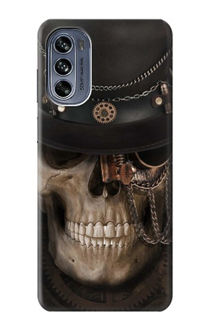 W3852 Steampunk Skull Hard Case and Leather Flip Case For Motorola Moto G62 5G