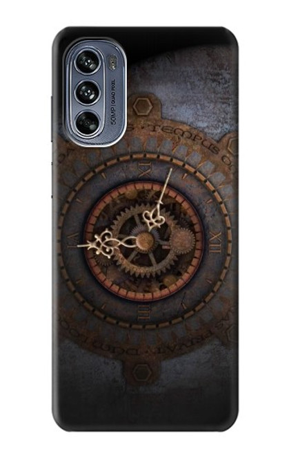 W3908 Vintage Clock Hard Case and Leather Flip Case For Motorola Moto G62 5G