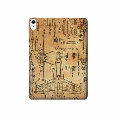 W3868 Aircraft Blueprint Old Paper Tablet Hard Case For iPad 10.9 (2022)