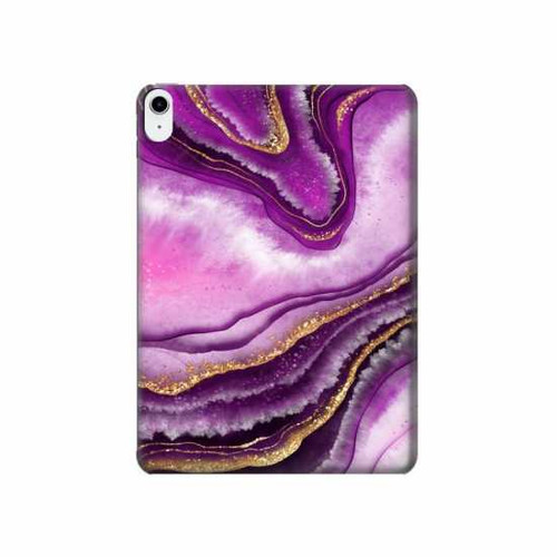 W3896 Purple Marble Gold Streaks Tablet Hard Case For iPad 10.9 (2022)