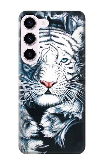 W0265 White Tiger Hard Case and Leather Flip Case For Samsung Galaxy S23