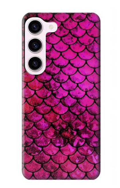 W3051 Pink Mermaid Fish Scale Hard Case and Leather Flip Case For Samsung Galaxy S23