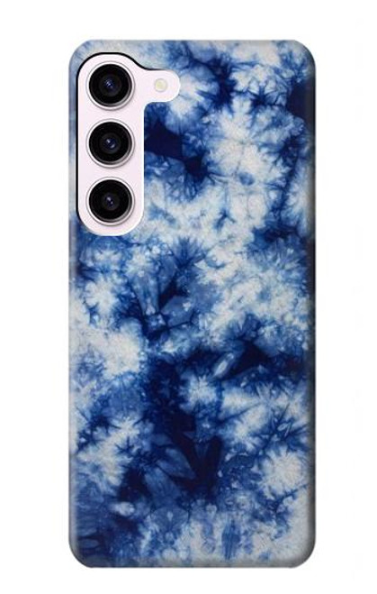 W3439 Fabric Indigo Tie Dye Hard Case and Leather Flip Case For Samsung Galaxy S23