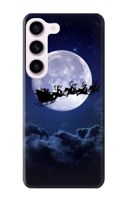 W3508 Xmas Santa Moon Hard Case and Leather Flip Case For Samsung Galaxy S23