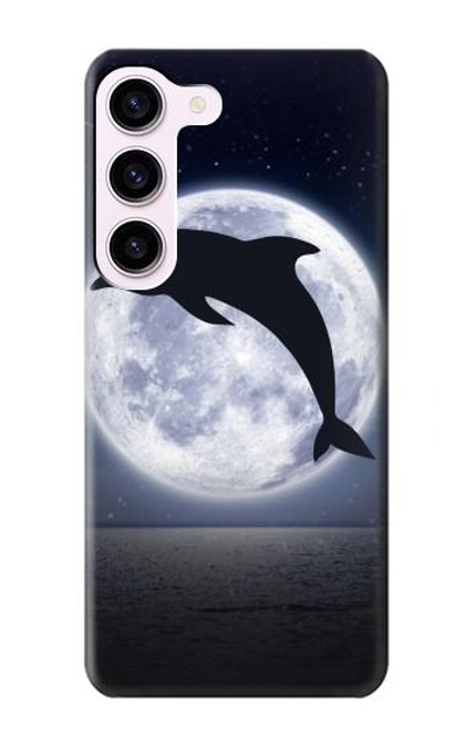 W3510 Dolphin Moon Night Hard Case and Leather Flip Case For Samsung Galaxy S23